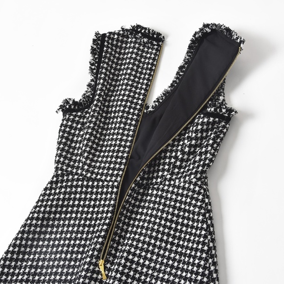 Perfect for the Holidays: Kate Spade houndstooth tweed dress V-neck 2018 - Picture 6 of 8